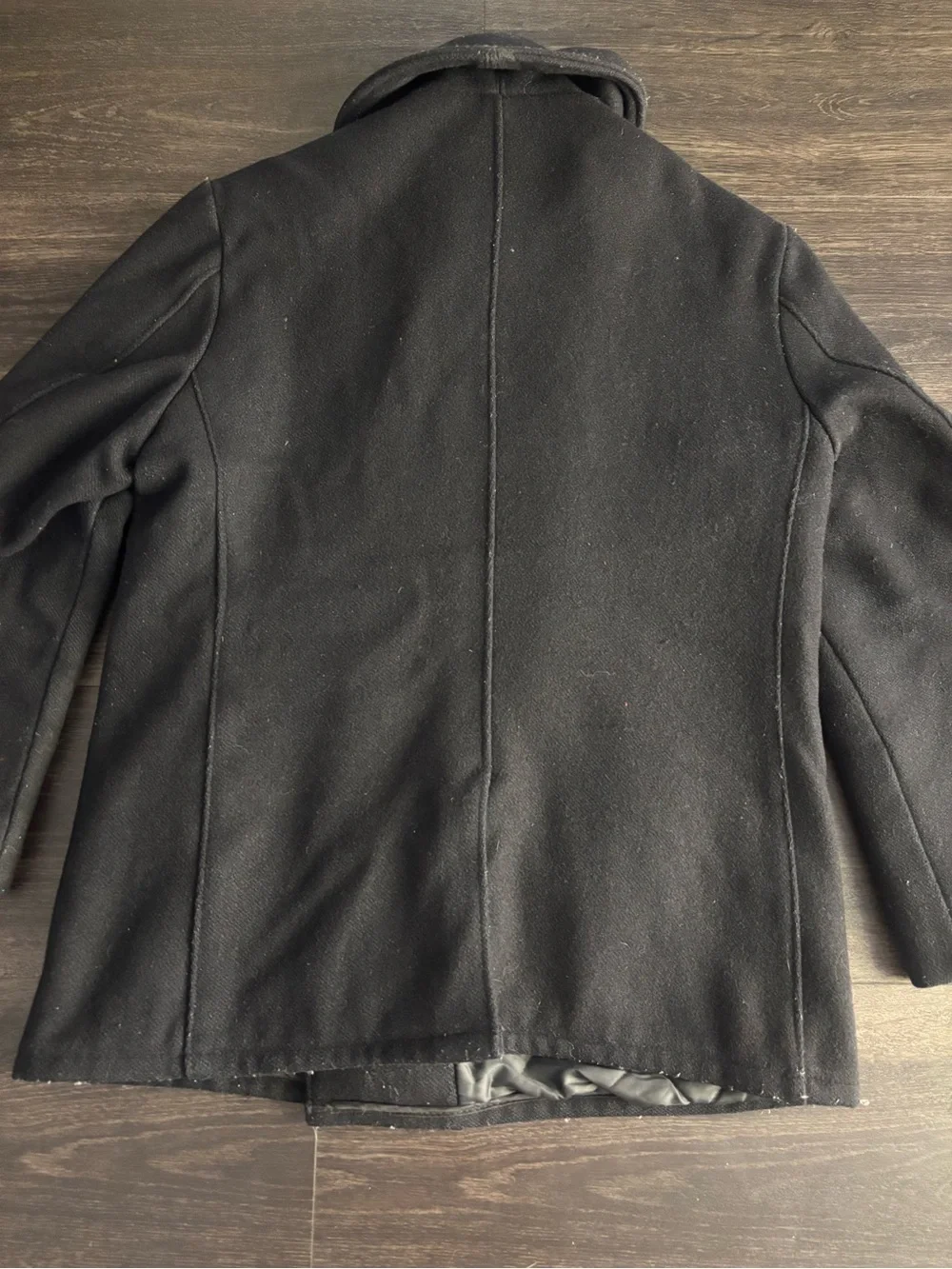 Vintage U. S. Navy 740N Black 100% Wool Pea Coat Jacket By Schott NYC Size 42